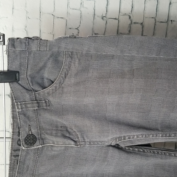 Ellemenno JRS SZ 5 Pants Gray Y2K Glen Check Plaid Zipper Pocket Ankle Length - Picture 2 of 14
